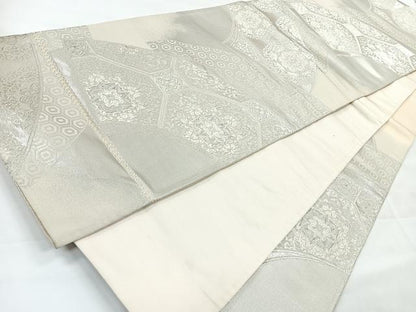 平和屋着物◎六通柄袋帯　唐織　蜀江花文　銀糸　正絹　逸品　CABC1634nb