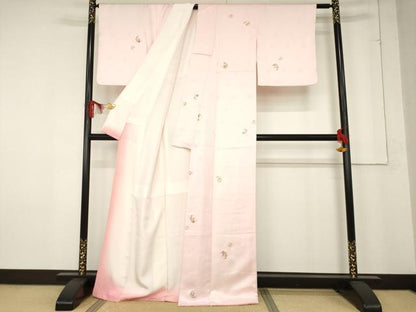 平和屋着物●上質な小紋　花丸文　虹色地　金銀彩　正絹　逸品　AABE7786ck