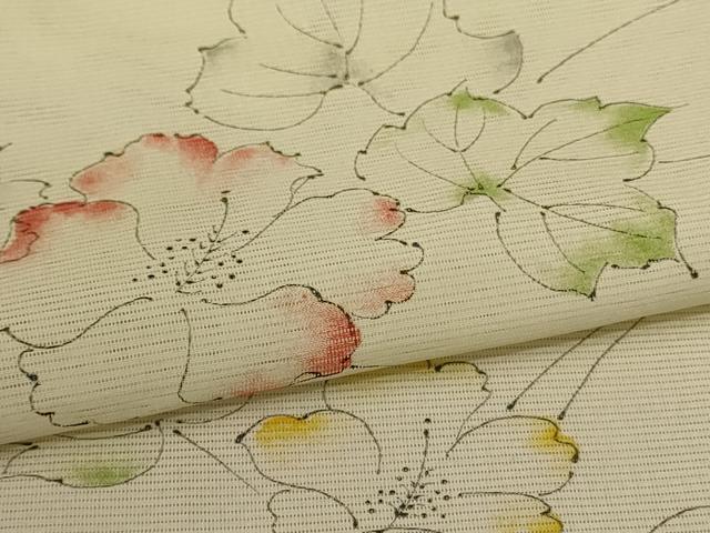 平和屋着物＊夏物 小紋 絽 草花文 洗える着物 AABE7512jd