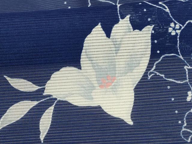 平和屋着物＊夏物 小紋 絽 草花文 洗える着物 AABE7520jd