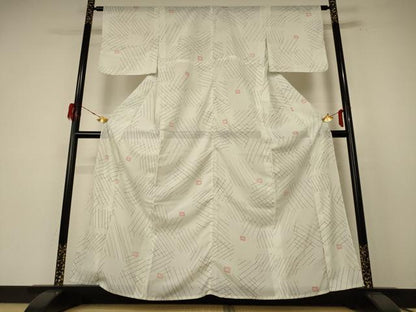 平和屋着物＊夏物 小紋 絽 幾何学文様 洗える着物 AABE8965jd