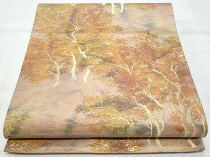 平和屋着物◎西陣 六通柄袋帯 樹林文 金糸 正絹 逸品 CABB7931fb