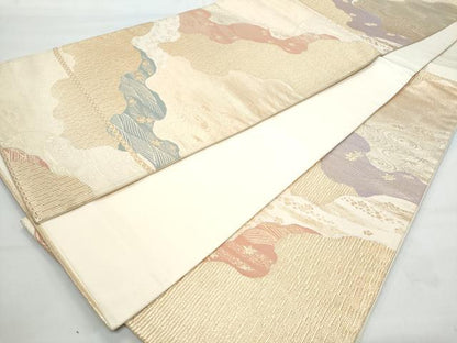 平和屋着物◎六通柄袋帯 道長吉祥文 金糸 正絹 逸品 CABB7904fb
