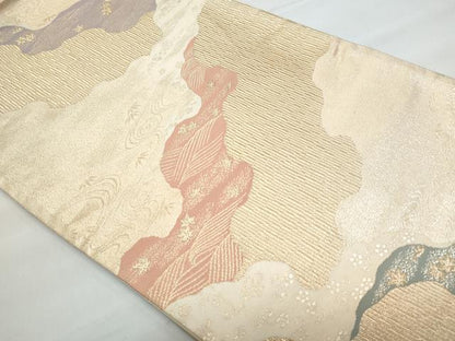 平和屋着物◎六通柄袋帯 道長吉祥文 金糸 正絹 逸品 CABB7904fb