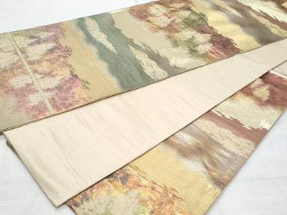 平和屋着物◎六通柄袋帯　樹林文　金糸　正絹　逸品　CABB7930fb