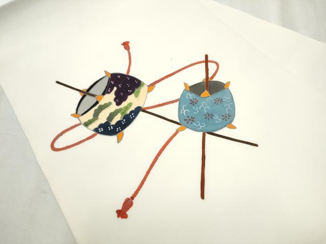 平和屋着物●塩瀬　九寸名古屋帯　作家物　糸巻き文　正絹　逸品　CABB9379hy