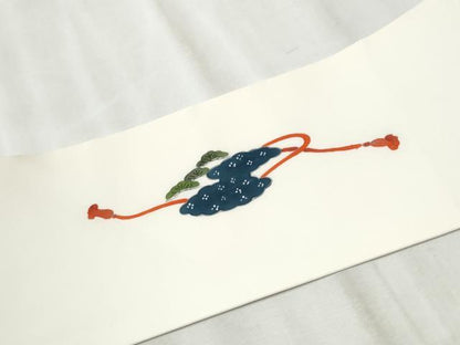 平和屋着物●塩瀬　九寸名古屋帯　作家物　糸巻き文　正絹　逸品　CABB9379hy