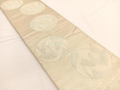 平和屋着物◎六通柄袋帯 唐織 祥寿若松文 銀糸 正絹 逸品 BAAW3317hv