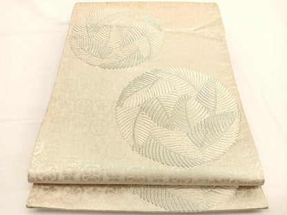 平和屋着物◎六通柄袋帯 唐織 祥寿若松文 銀糸 正絹 逸品 BAAW3317hv