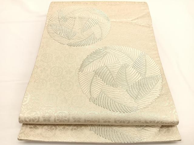 平和屋着物◎六通柄袋帯 唐織 祥寿若松文 銀糸 正絹 逸品 BAAW3317hv