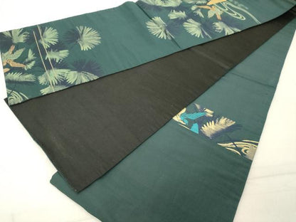平和屋着物◎六通柄　京袋帯　流水花鳥文　金糸　正絹　逸品　DABB2363cd