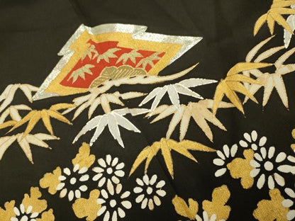 平和屋着物■豪華黒留袖　松竹梅　金銀彩　正絹　逸品　DABA8798du