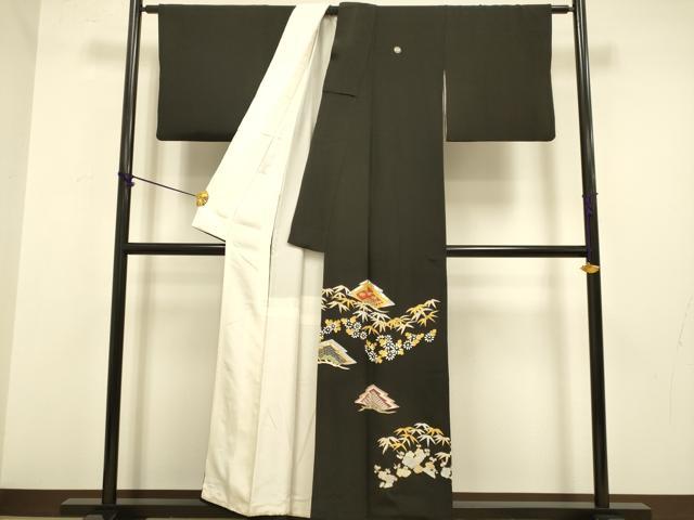 平和屋着物■豪華黒留袖　松竹梅　金銀彩　正絹　逸品　DABA8798du