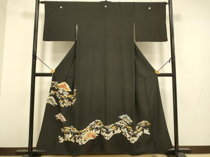 平和屋着物■豪華黒留袖　松竹梅　金銀彩　正絹　逸品　DABA8798du