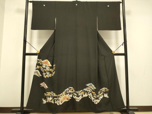 平和屋着物■豪華黒留袖　松竹梅　金銀彩　正絹　逸品　DABA8798du