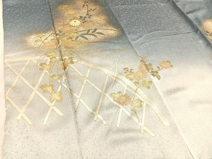 平和屋着物▼訪問着　螺鈿　籬菊萩文　暈し染め　金銀彩　正絹　逸品　BAAW4012hv