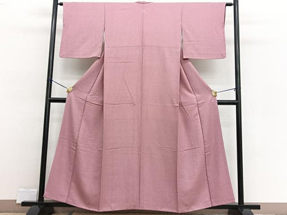 平和屋着物■上質な色無地　紋意匠　珊瑚色　正絹　逸品　BAAW4096hv