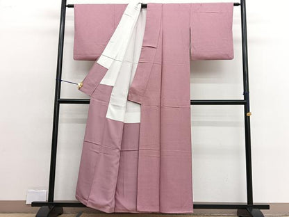平和屋着物■上質な色無地　紋意匠　珊瑚色　正絹　逸品　BAAW4096hv