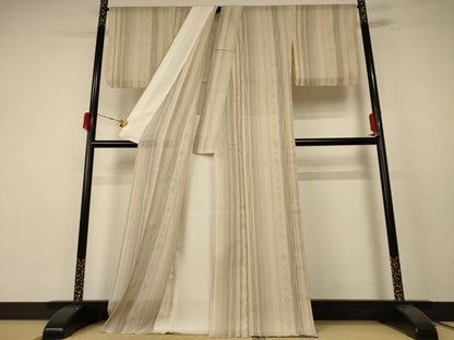 平和屋着物＊夏物 結城紬 夏結城 100亀甲 間道 正絹 逸品 AABE8986jd