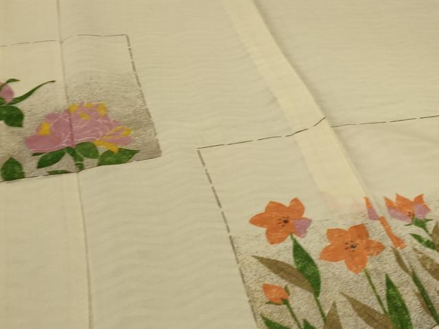 平和屋着物＊夏物 訪問着 色紙草花文 正絹 逸品 AABE9004jd