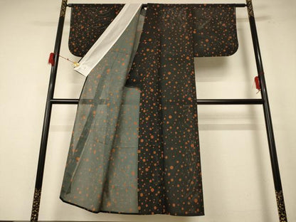 平和屋着物＊夏物 洗える最高級着物 ＜英＞はなぶさ謹製 小紋 絽 丸文 たとう紙付き 洗える着物 AABE8993jd