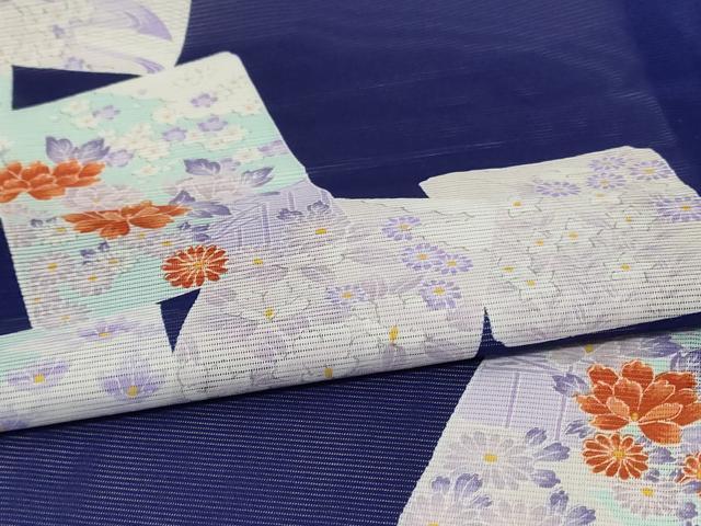 平和屋着物＊夏物 訪問着 絽 色紙花文 洗える着物 未使用 AABE9009jd