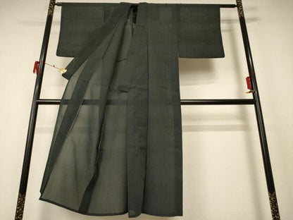 平和屋着物＊夏物 小紋 紗 縞 正絹 逸品 AABE9012jd