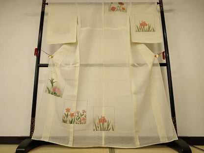 平和屋着物＊夏物 訪問着 色紙草花文 正絹 逸品 AABE9004jd