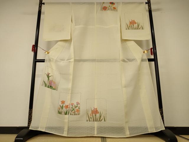 平和屋着物＊夏物 訪問着 色紙草花文 正絹 逸品 AABE9004jd