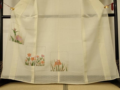 平和屋着物＊夏物 訪問着 色紙草花文 正絹 逸品 AABE9004jd