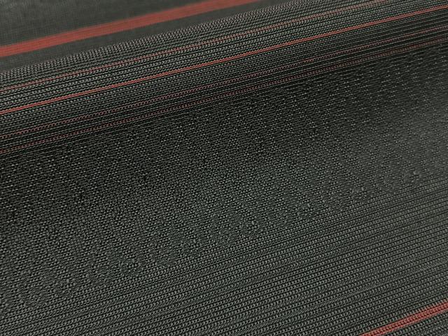 平和屋着物＊夏物 紗紬 横段花文 黒地 正絹 逸品 未使用 BAAW5076hj