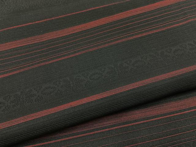 平和屋着物＊夏物 紗紬 横段花文 黒地 正絹 逸品 未使用 BAAW5076hj