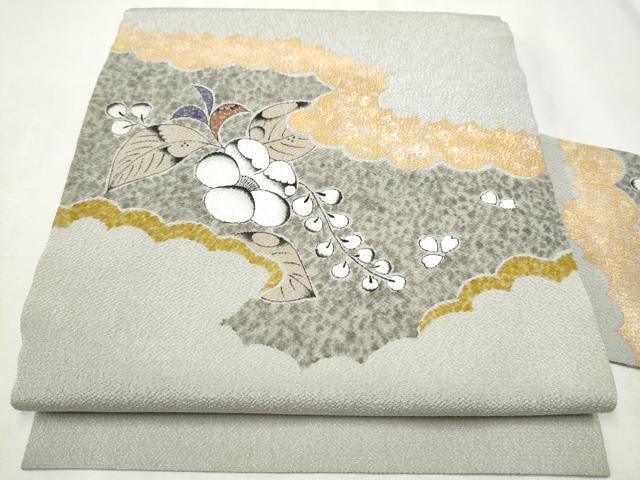 平和屋着物●内山晴祥 九寸名古屋帯 辻が花 金彩 鬼しぼ縮緬 正絹 逸品 CABB9508hy