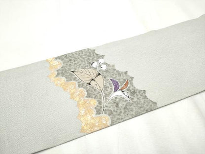平和屋着物●内山晴祥 九寸名古屋帯 辻が花 金彩 鬼しぼ縮緬 正絹 逸品 CABB9508hy