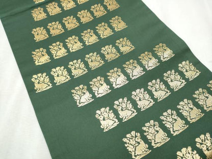 平和屋着物●龍村晋謹製 全通柄袋帯 名物角倉金錦 金糸 正絹 逸品 CABB9519hy