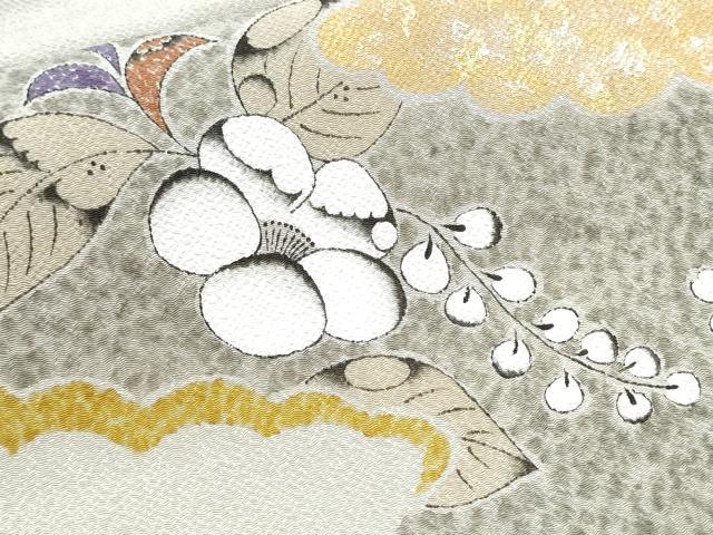 平和屋着物●内山晴祥 九寸名古屋帯 辻が花 金彩 鬼しぼ縮緬 正絹 逸品 CABB9508hy