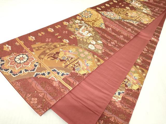 平和屋着物▼六通柄袋帯 狩猟丸文 金糸 正絹 逸品 DABA4276az