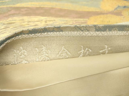 平和屋着物▼六通柄袋帯　波涛金松文　金糸　正絹　逸品　DABA4330az