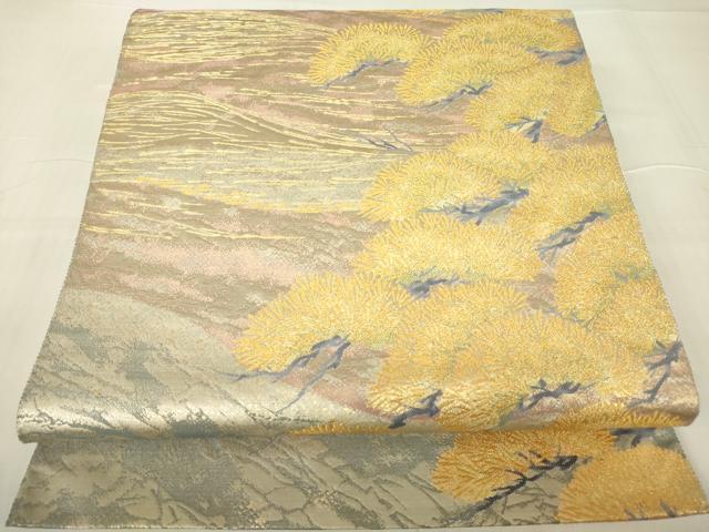 平和屋着物▼六通柄袋帯　波涛金松文　金糸　正絹　逸品　DABA4330az