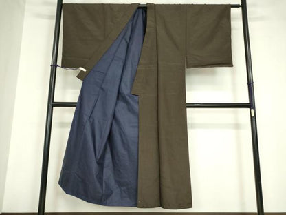 平和屋着物●男性 紬 格子 正絹 逸品 DABA4423az