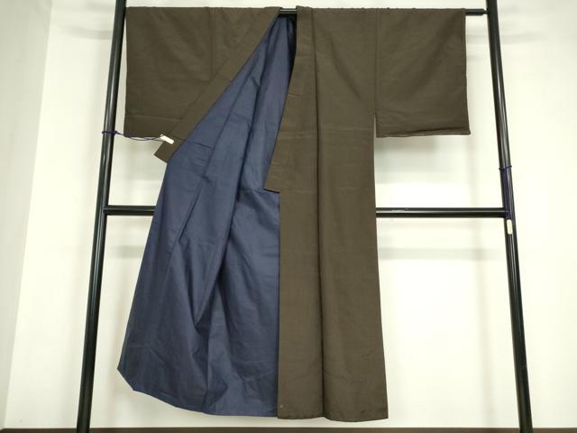 平和屋着物●男性 紬 格子 正絹 逸品 DABA4423az