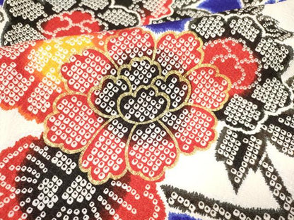 平和屋着物[]七五三　女の子　３歳　祝着　三つ身　襦袢(無双仕立て)セット　駒刺繍　草花文　暈し染め　金彩　洗える着物　DABA3704ma