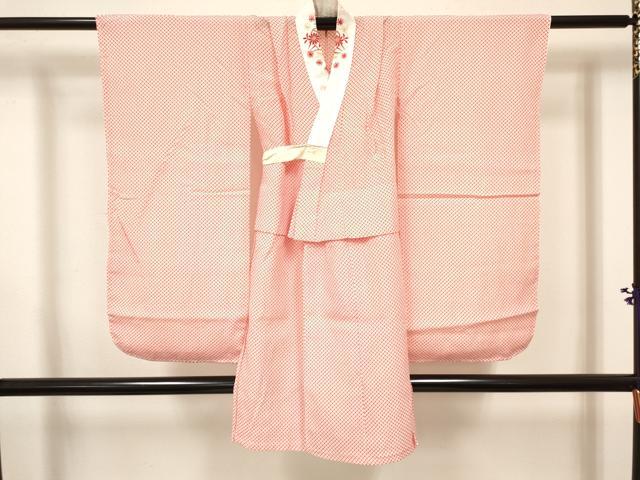 平和屋着物[]七五三　女の子　３歳　祝着　三つ身　襦袢(無双仕立て)セット　駒刺繍　草花文　暈し染め　金彩　洗える着物　DABA3704ma