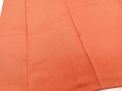 平和屋着物■上質な色無地 草花地紋 樺色 正絹 逸品 CABB8722xi