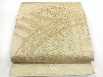 平和屋着物◎六通柄袋帯 渡り橋 藤 金糸 正絹 逸品 CABC1686nb