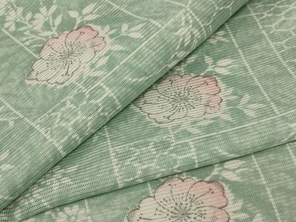 平和屋着物＊夏物 小紋 絽 色紙草花文 洗える着物 AABE9034jd