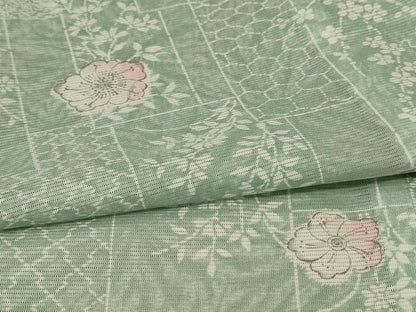 平和屋着物＊夏物 小紋 絽 色紙草花文 洗える着物 AABE9034jd