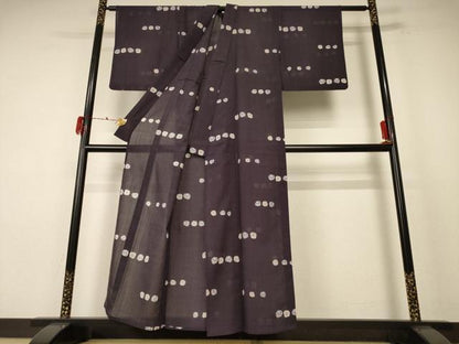 平和屋着物＊夏物 小紋 紗 丸文 洗える着物 AABE9036jd