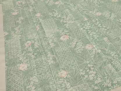 平和屋着物＊夏物 小紋 絽 色紙草花文 洗える着物 AABE9034jd