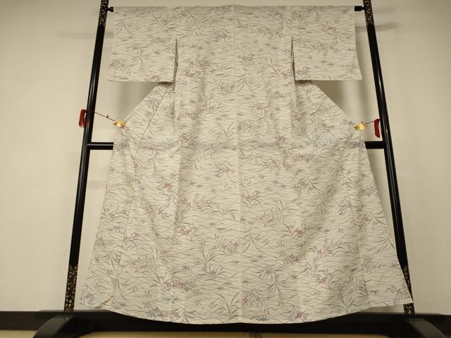平和屋着物＊夏物 小紋 紗 草花文 洗える着物 AABE9040jd
